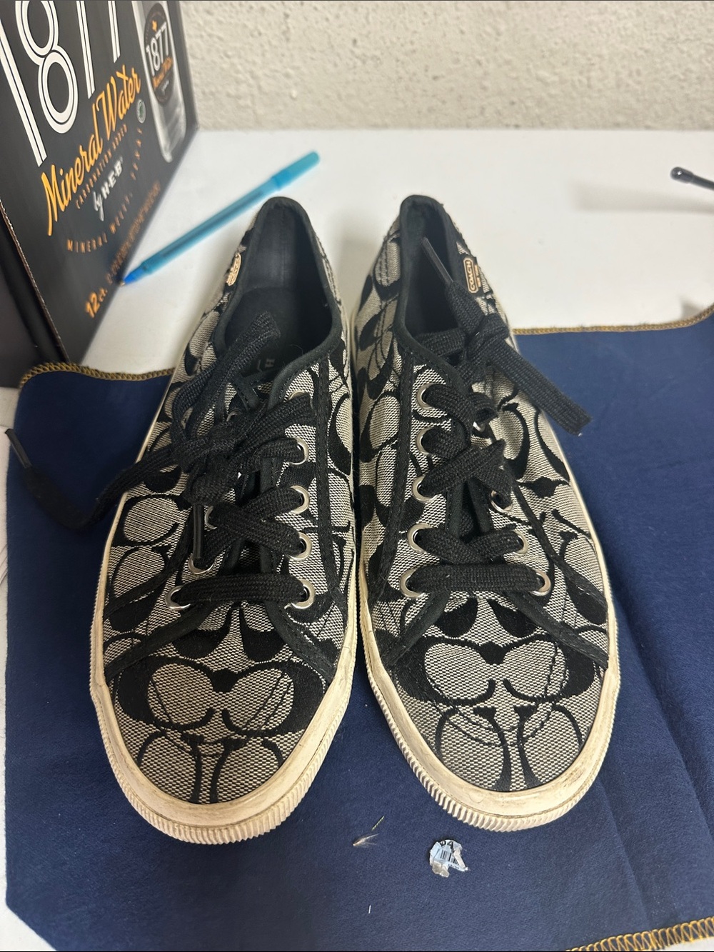 Coach Black and Tan Signature Canvas Sneakers